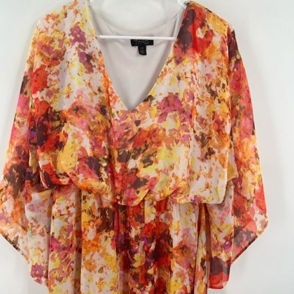 Thalia Sodi floral dress size L kaftan orange - Picture 2 of 8